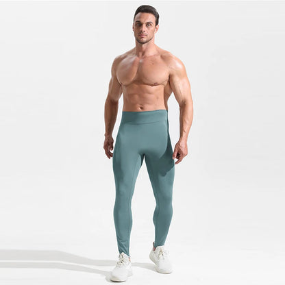 Men's Compression Leggings - High Waist Sports Tights with Pocket