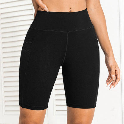 High-Waist Tummy Control Athletic Shorts for Women - Gym, Running, and Yoga Biker Shorts with Pockets