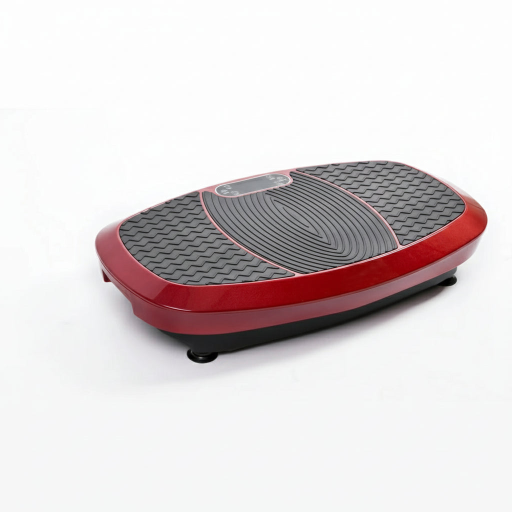 Red and gray vibration plate on a white background