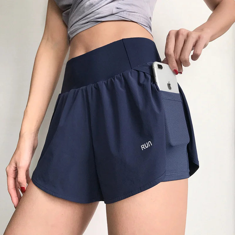 SOISOU Gym Women's Cycling Shorts Tight Skirt Fitness Elastic High Waist