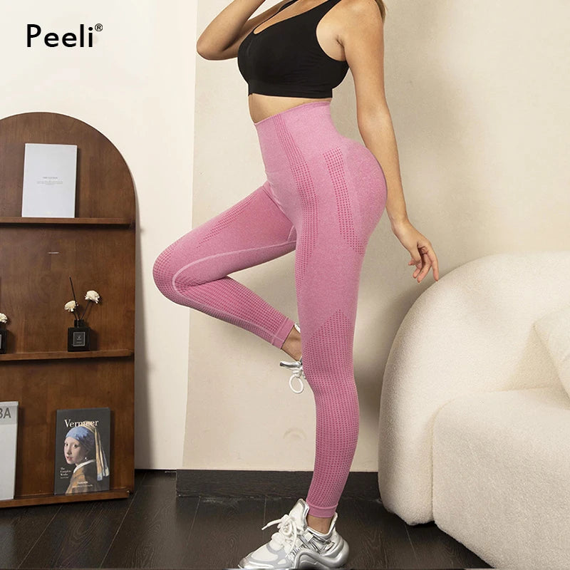 Peeli High Waist Seamless Leggings Push Up Tummy Control