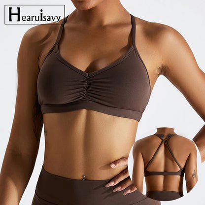 Hearuisavy Scrunch Sports Bra Gym Top