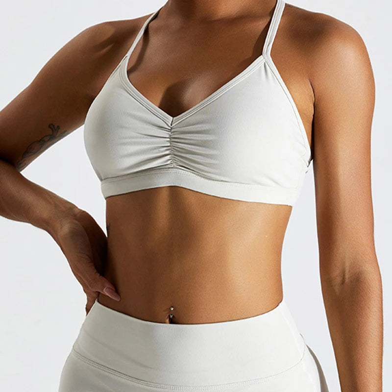 Hearuisavy Scrunch Sports Bra Gym Top