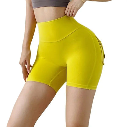 SOISOU Tight Women's Shorts Sexy Cycling Shorts Elastic High Waist Shorts Back Pockets Breathable Sport Shorts ropa de mujer