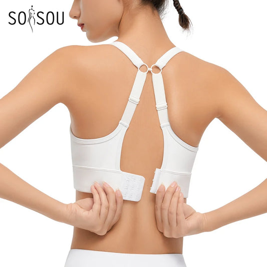 SOISOU Sport Bra Breathable Yoga Underwear No Steel Ring Gym Top Women's Bras Fitness Running Vest Type Women Sports Top