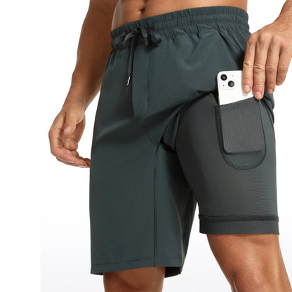 Men's 2 in 1 Running Shorts with Liner - 9'' Quick Dry Workout Sports Athletic Shorts with Pockets