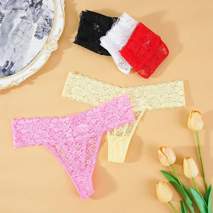 Women's Floral Lace Low-Rise Thongs – 3-Pack