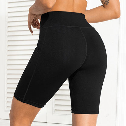 High-Waist Tummy Control Athletic Shorts for Women - Gym, Running, and Yoga Biker Shorts with Pockets