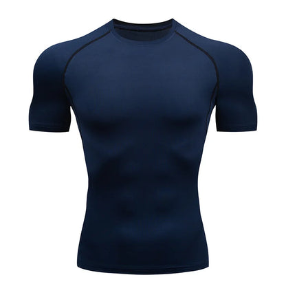 Men's Compression Running Sport Shirt - Short Sleeve Quick Dry Fitness Tight Soccer Jersey