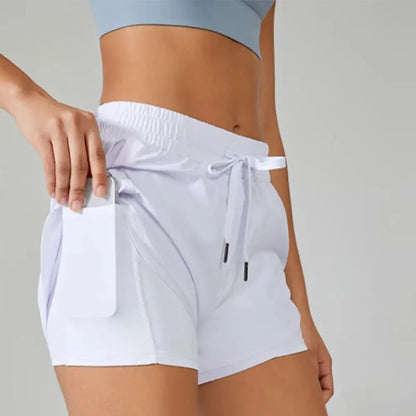 2-in-1 Yoga Shorts for Women - Elastic Summer Running & Workout Gym Sport Shorts