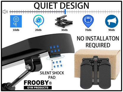 Mini stepper with silent shock pad on base, dual pedals and resistance bands