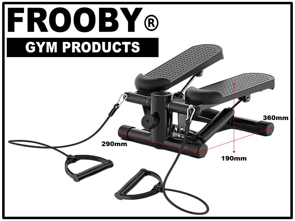 Mini stepper with LCD and mat, dual pedals, resistance bands, compact base frame