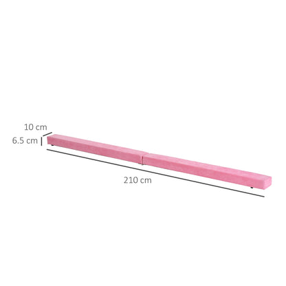 HOMCOM Balance Beam Trainer Fold Performance Gymnastics Suede Pink 2.1M Home