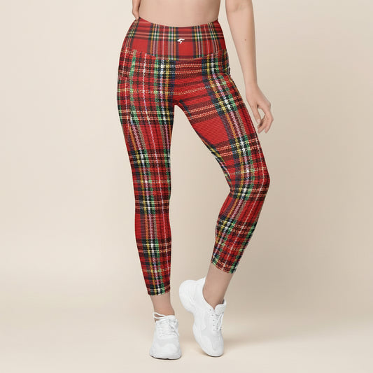 The GymBumUK QuickDry Red Tartan Leggings with pockets