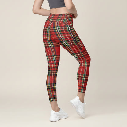 The GymBumUK QuickDry Red Tartan Leggings with pockets