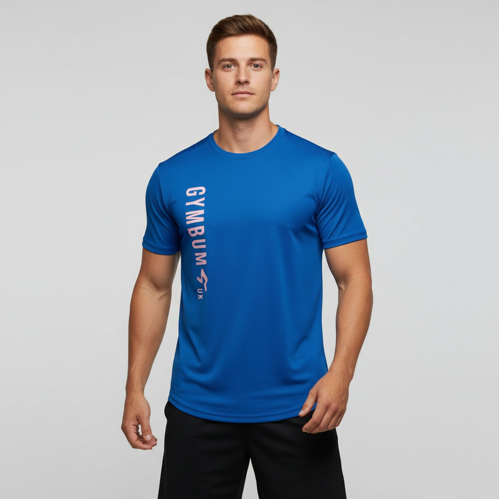 The GymbumUK Pink Long Logo Flex QuickDry Performance T-Shirt