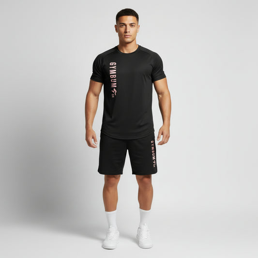 The GymbumUK Pink Long Logo Flex QuickDry Performance T-Shirt