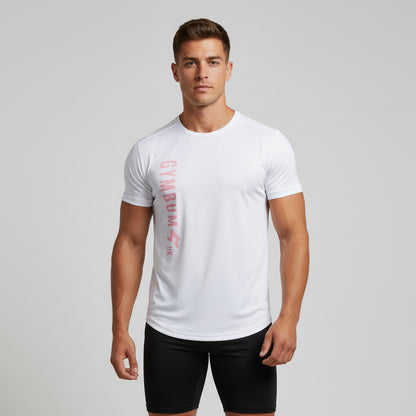 The GymbumUK Pink Long Logo Flex QuickDry Performance T-Shirt