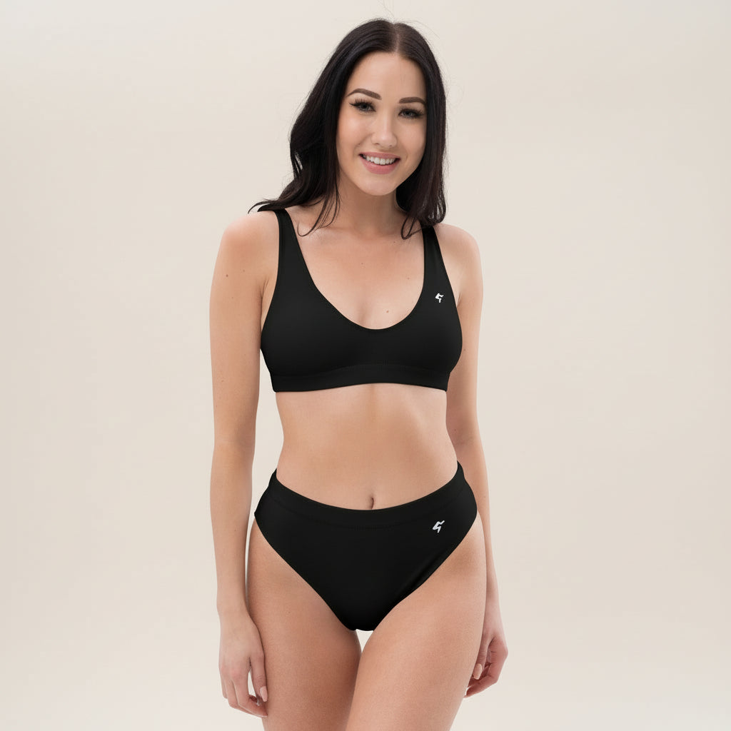 The Gymbum UK Black QuickDry High-Waisted Bikini