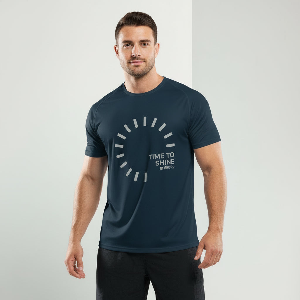 The Gymbum UK QuickDry Time To Shine Men's Performance Sport T-Shirt - Moisture-Wicking Gym Shirt