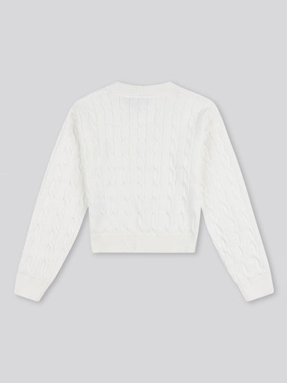 Girls Cable Knit Cardigan Marshmallow