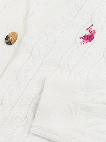 Girls Cable Knit Cardigan Marshmallow