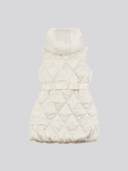 Girls Longline Puffer Gilet in Turtle Dove