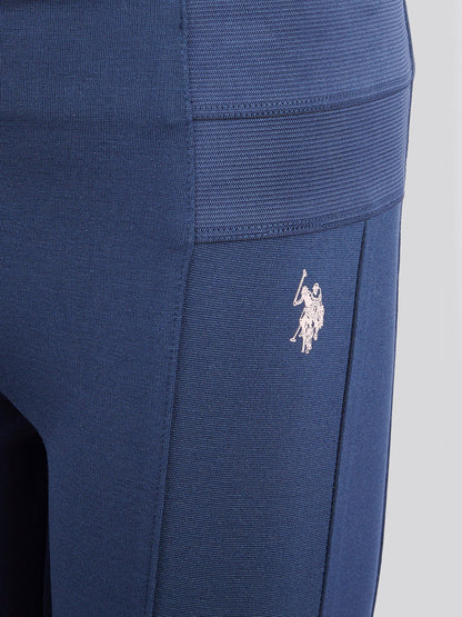 Girls Elastic Waistband Leggings Navy Iris