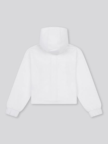 Girls Graphic Zip Through Sweat in Bright White