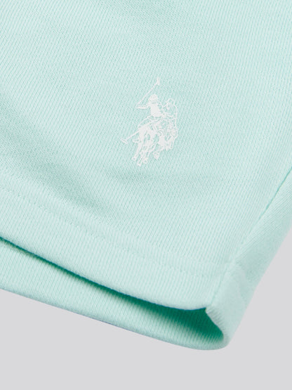 Girls Script Graphic T-Shirt & Sweat Short Set in Blue Light