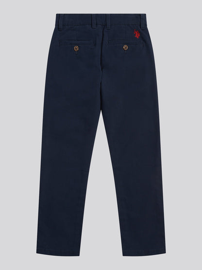 Boys Classic Chino in Dark Sapphire Navy / Haute Red DHM