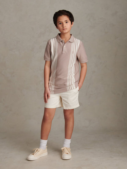 Boys Vertical Stripe Polo Shirt in Atmosphere