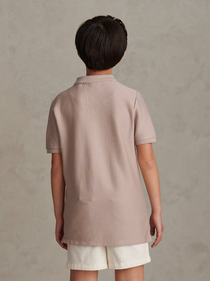 Boys Vertical Stripe Polo Shirt in Atmosphere