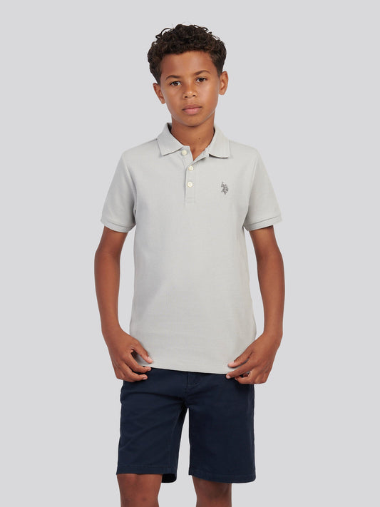 Boys Waffle Texture Polo Shirt in High Rise