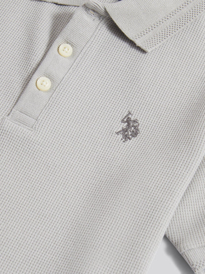 Boys Waffle Texture Polo Shirt in High Rise