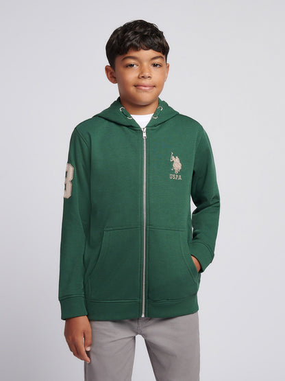 Boys Player 3 Zip Hoodie in Pineneedle