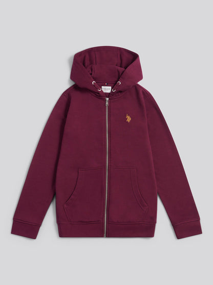 Boys Double Horsemen Zip Hoodie Grape Wine