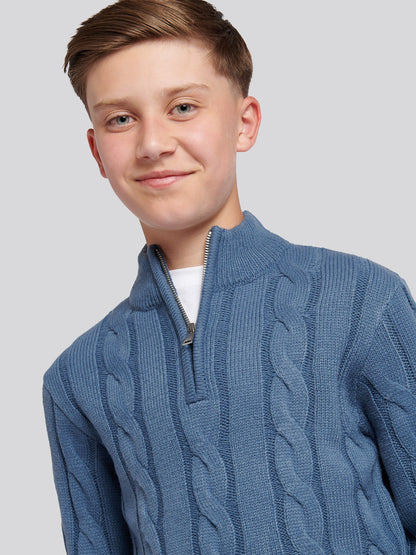 Boys Cable Knit Funnel in Vintage Indigo