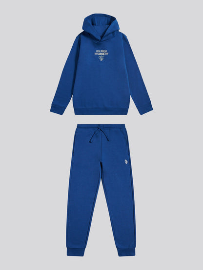 Boys Script Graphic Hoodie & Jogger Set in Navy Peony