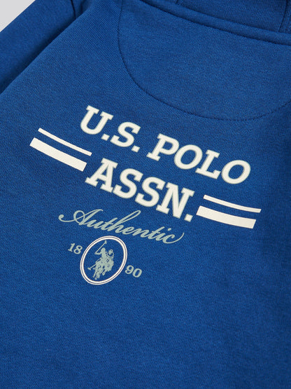 Boys Script Graphic Hoodie & Jogger Set in Navy Peony