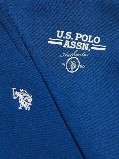 Boys Script Graphic Hoodie & Jogger Set in Navy Peony