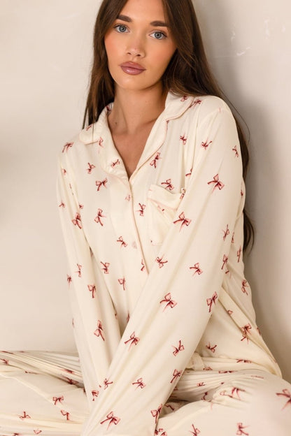 Cozy Crew Club Adult Rosy Ribbon Pyjama Set