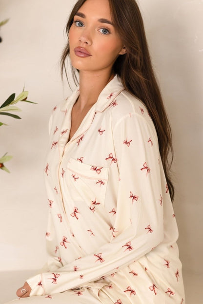 Cozy Crew Club Adult Rosy Ribbon Pyjama Set