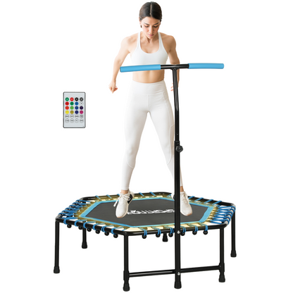 SPORTNOW 45" Fitness Trampoline with Adjustable Handle, LED Lights