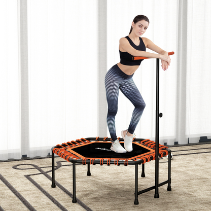 SPORTNOW 45" Fitness Trampoline with Adjustable Handle, LED Lights