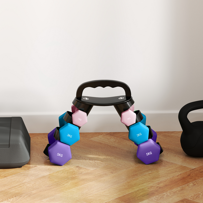 SPORTNOW Dumbbells Set with Storage Rack, 2 x 1kg, 2 x 3kg, 2 x 5kg