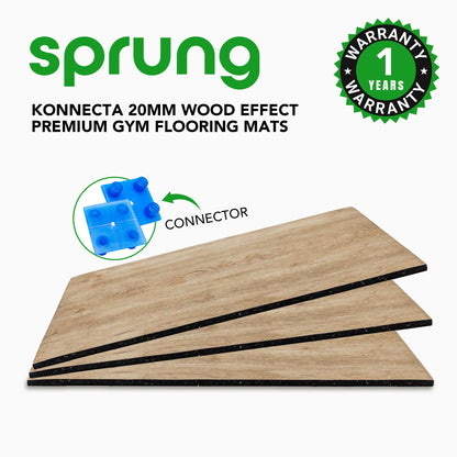 Sprung Konnecta Wood Effect Premium Gym Flooring Mats - 20mm