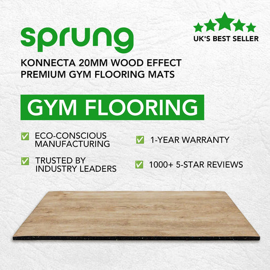 Sprung Konnecta Wood Effect Premium Gym Flooring Mats - 20mm