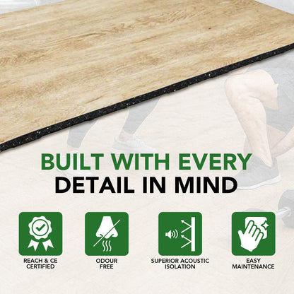 Sprung Konnecta Wood Effect Premium Gym Flooring Mats - 20mm