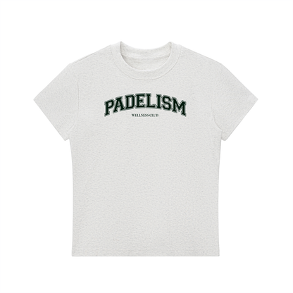 Heather gray Padelism Wellness Club logo T-shirt, short-sleeve